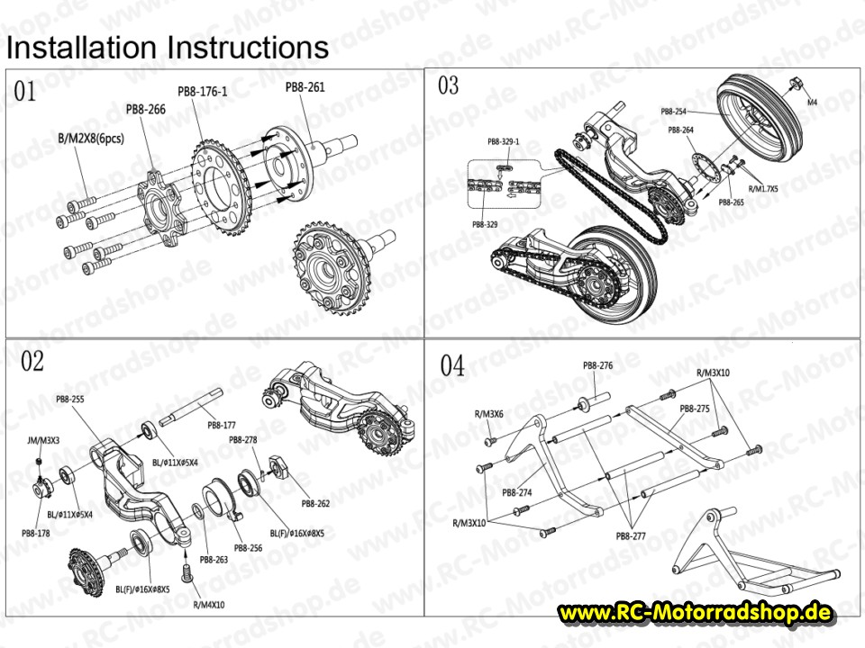 XR8192DG: Upgrade-Kit Einarmschwinge Aluminium grau für X-RIDER SATURN / CAFE RACER XR8192DG